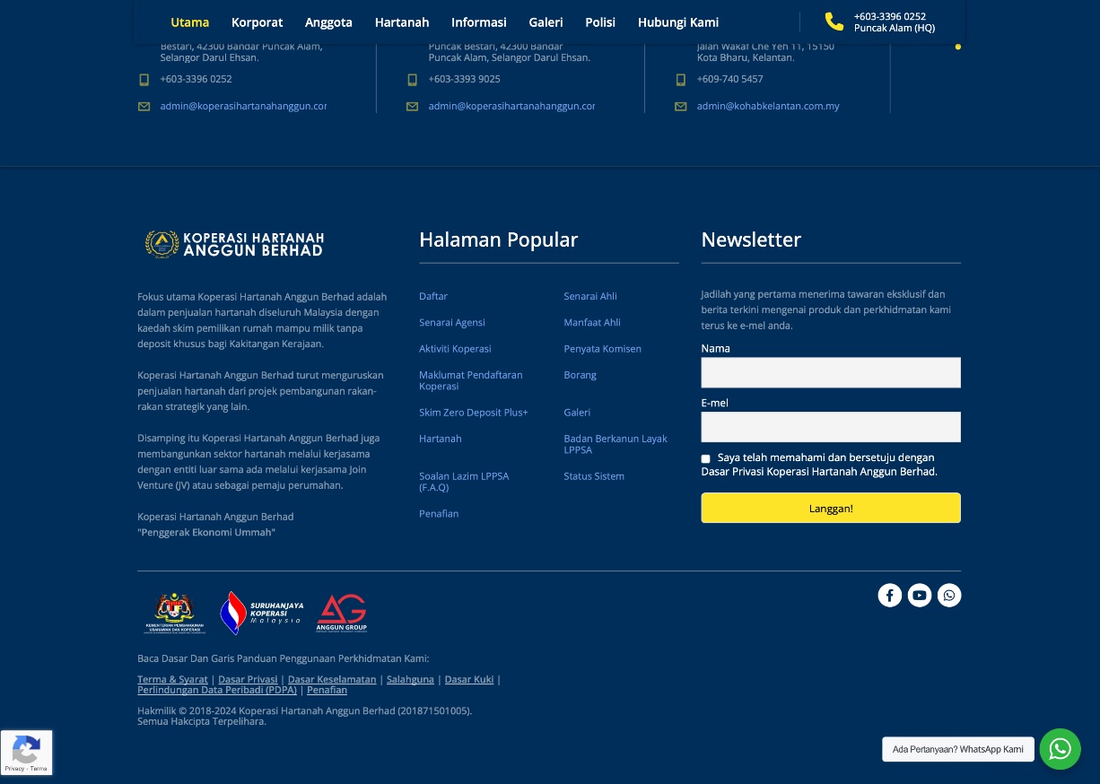 Website - Koperasi Hartanah Anggun Berhad