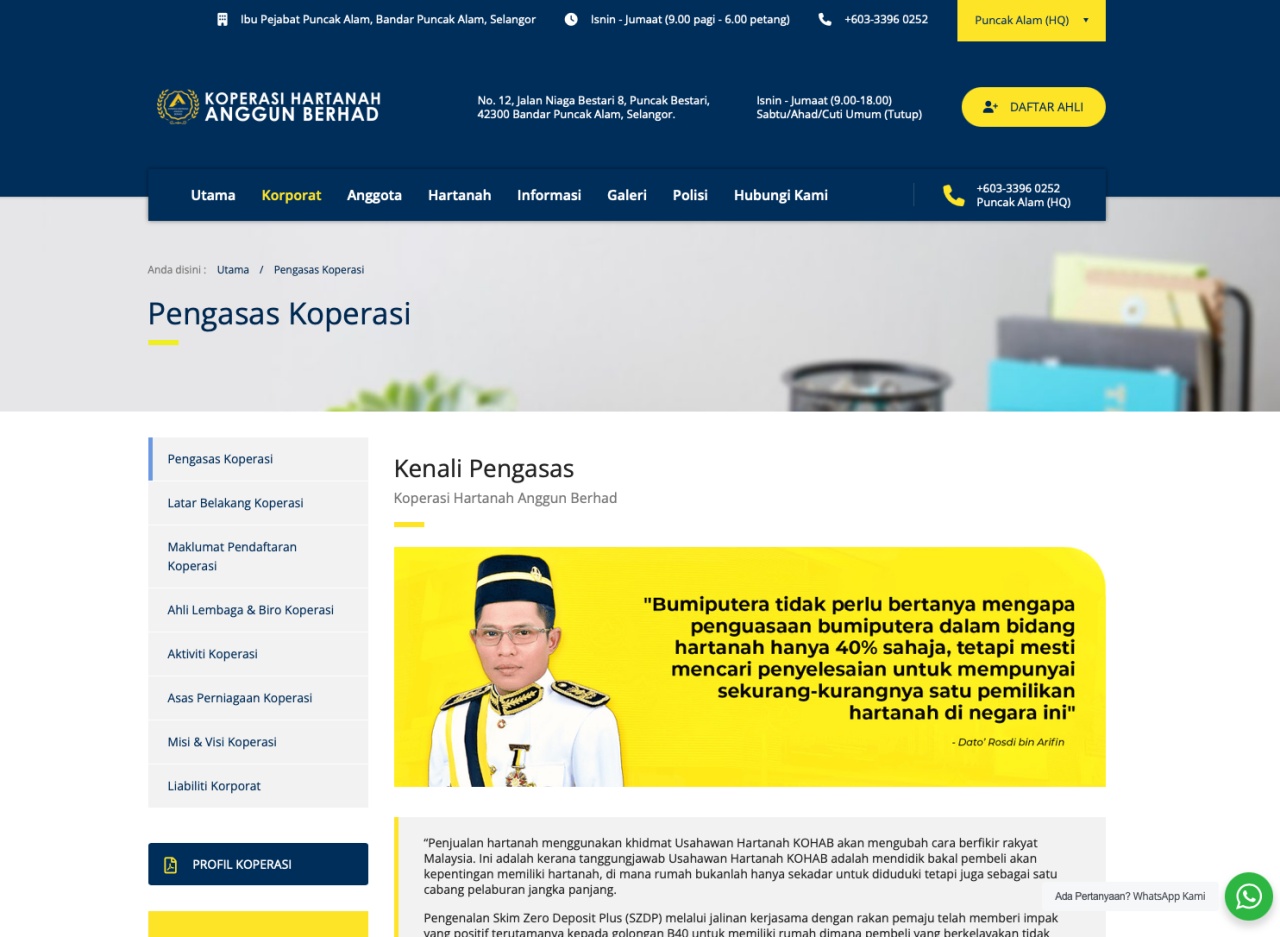 Website - Koperasi Hartanah Anggun Berhad